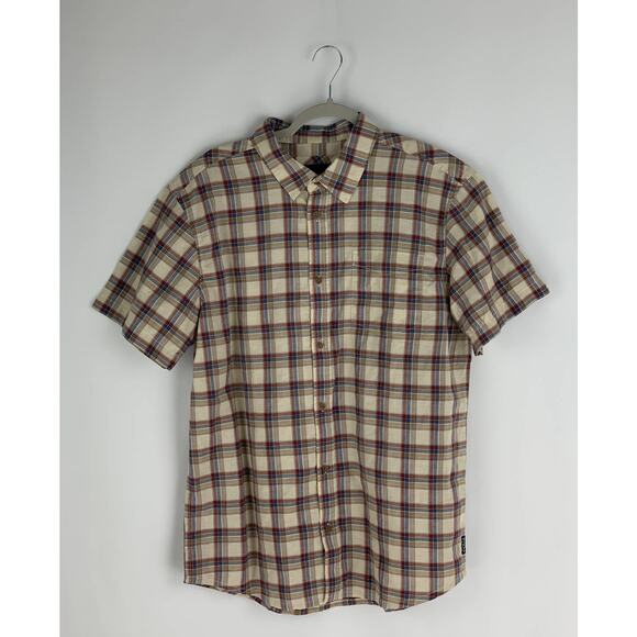 Prana Bryner Organic Cotton Button Up Shirt Mens Size Large Dark Khaki New - Picture 1 of 7